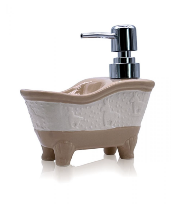 DISTRIBUTEUR SAVON LIQUIDE BAIGNOIRE CÉRAMIQUE (BEIGE)